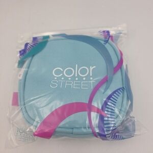 Color Street Blue Zippered Pouch Bag Coin Purse Makeup Bag